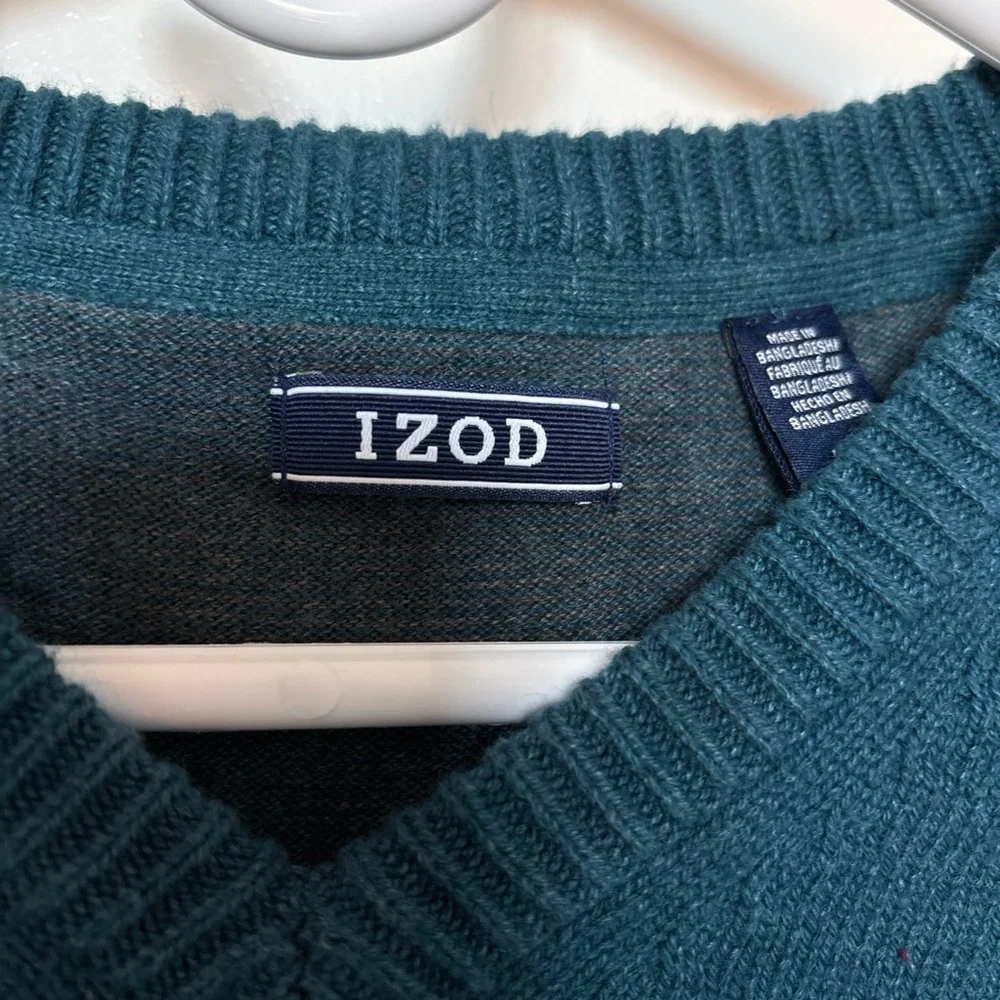 Izod Blue V-Neck Sweater Size Large - Picture 3 of 5